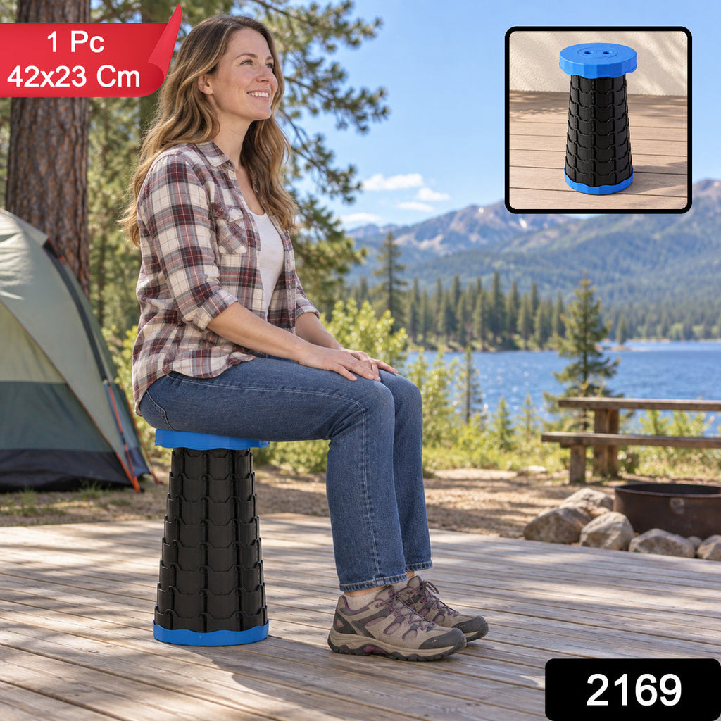Telescopic Folding Stool, Retractable Portable Camping and Fishing Seat (1 Pc, 42x23 Cm