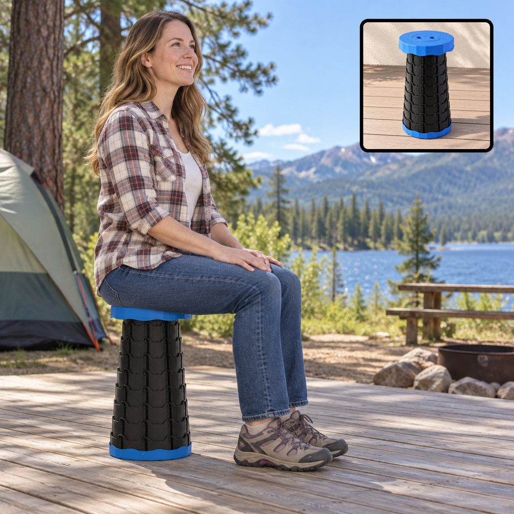 Telescopic Folding Stool, Retractable Portable Camping and Fishing Seat (1 Pc, 42x23 Cm
